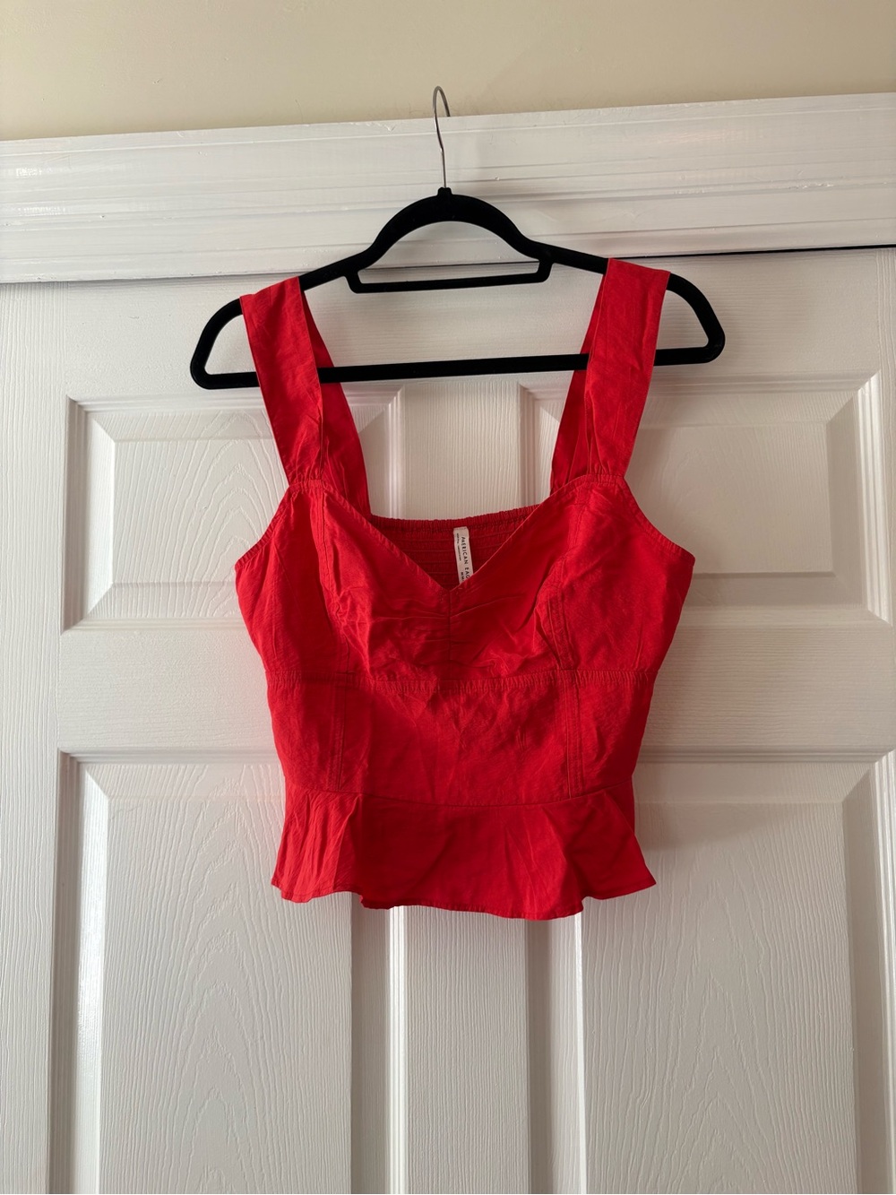 American Eagle Red Peplum Summer Tank Crop Top